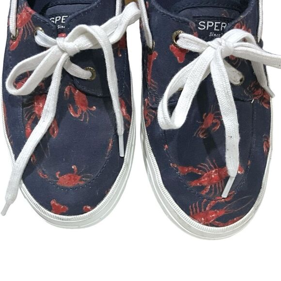 SPERRY Women’s Sz 8 Top-Sider Crest Navy Shoes Lobster/Crab Theme Boating Shoes - Picture 3 of 13